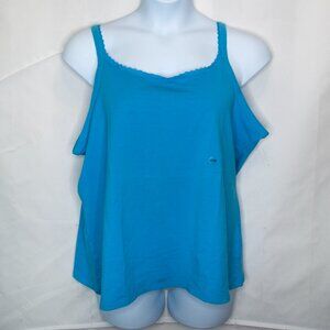 NEW Avenue Lace Trim Stretch Cami Womens 22 24 Blue Camisole Knit Tank Top 0406X